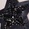3.5" Black Star with Faux Leather Beaded Iron On Applique Large Patch
